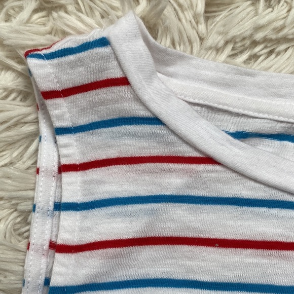 Loft Sleeveless Striped Tee ๐ White Red & Blue - Picture 5 of 10